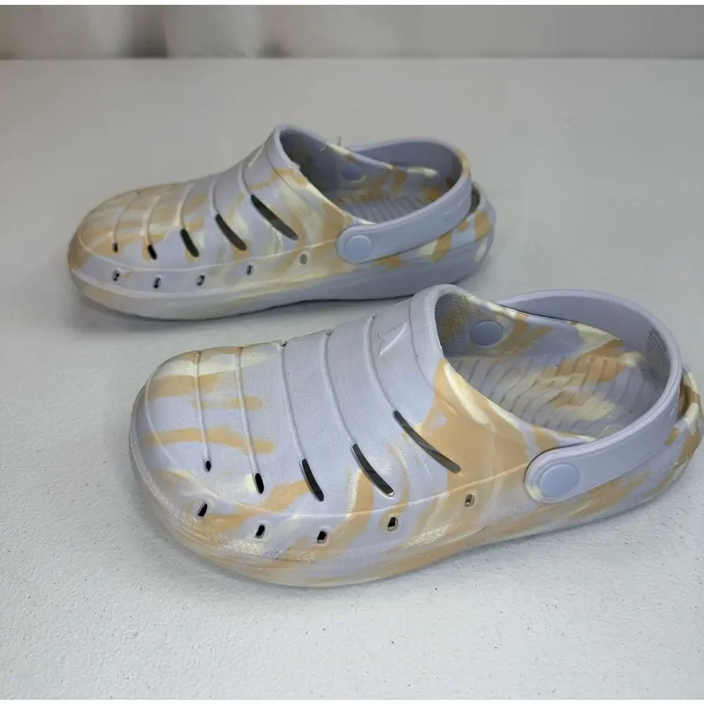 Rugged Shark Girls' Swivel-Strap Clogs Blue Swirl Size 1